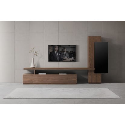 Modrest Bashia Contemporary Walnut + Black Entertainment Center Walnut TV Stand 81216 VGWCKS001A-WAL