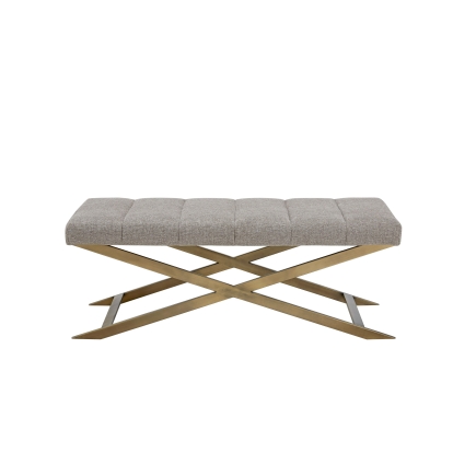 Modrest Xane Contemporary Grey Fabric & Brushed Brass Bench Grey Bench 81285 VGGAGA-8648BE-GRY