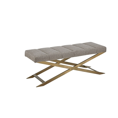 Modrest Xane Contemporary Grey Fabric & Brushed Brass Bench Grey Bench 81285 VGGAGA-8648BE-GRY