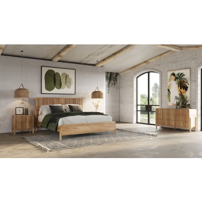 Modrest Mikala Modern Natural Oak Bedroom Set Oak Bedroom Set 81309|81310 VGWDMIL-SET