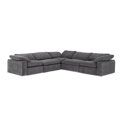 Divani Casa Corinth Modern Dark Gray Fabric Sectional Sofa with 3 Power Recliners Dark Grey Sectional Sofa 81317 VGKM-KM.920-CHAR