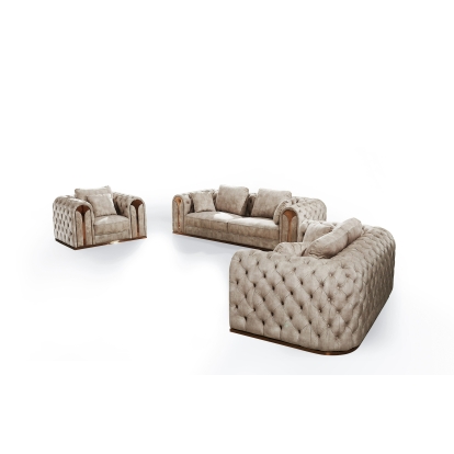 Divani Casa Dosie Transitional Beige Velvet Sofa Set Beige Sofa Set 81321 VGBN-S-9368-SET-BGE