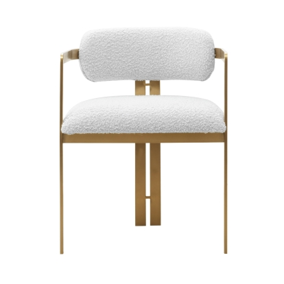 Modrest Feldon Modern White Fabric + Gold Dining Chair White Dining Chair 81412 VGMF-D1122-WHT