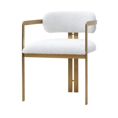 Modrest Feldon Modern White Fabric + Gold Dining Chair White Dining Chair 81412 VGMF-D1122-WHT