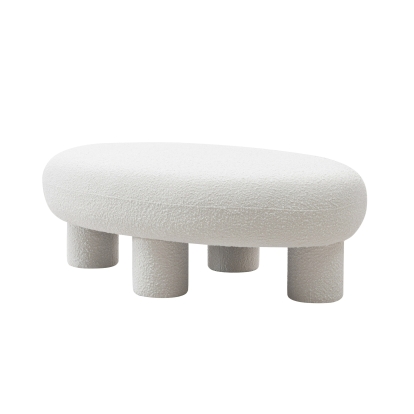 Modrest Gaynes Modern Off-White Fabric Bench Off-White Ottoman 81417 VGMF-A609-OFFWHT