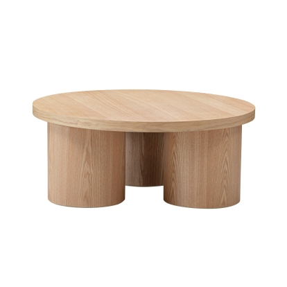 Modrest Babson Modern Natural Oak Round Coffee Table Oak Coffee Table 81418 VGMF-V7152-NAT
