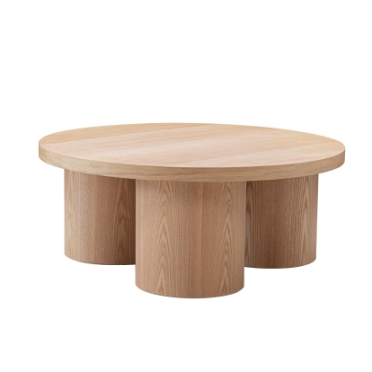 Modrest Babson Modern Natural Oak Round Coffee Table Oak Coffee Table 81418 VGMF-V7152-NAT