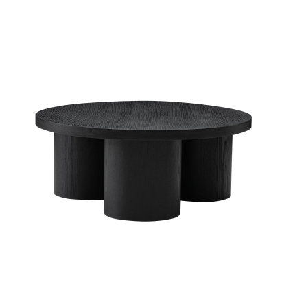 Modrest Babson Modern Black Oak Round Coffee Table Black Coffee Table 81419 VGMF-V7152-BLK