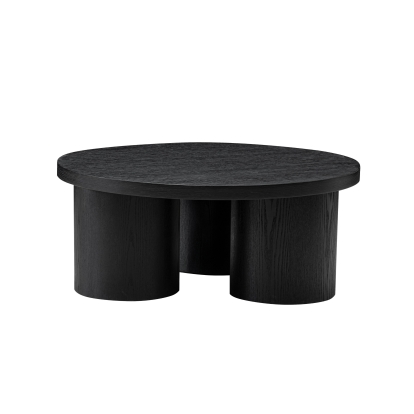 Modrest Babson Modern Black Oak Round Coffee Table Black Coffee Table 81419 VGMF-V7152-BLK