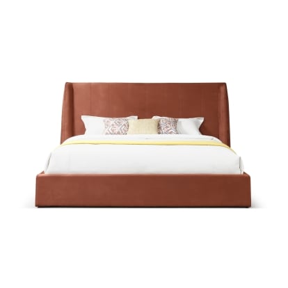 LA Furniture Queen Roma Modern Burnt Orange Microfiber Upholstered Bed VGVCBD2305-BORG-Q Contemporary Style by Vig Furnitrue Number 81429 Catch Home Goods