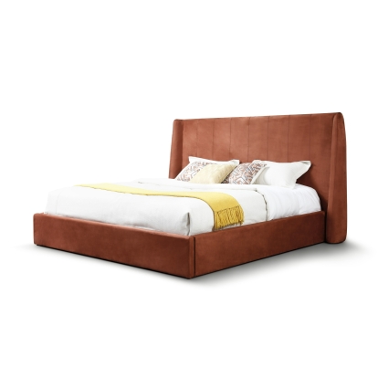 Modrest Roma Modern Burnt Orange Microfiber Upholstered Bed Orange Bed 81429|81430 VGVCBD2305-BORG