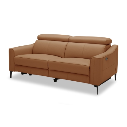 Divani Casa Eden Modern Camel Leather Sofa With 2 Recliners Camel Sofa 81446 VGKV-KM.5012-SOFA-CML