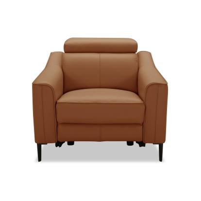 Divani Casa Eden Modern Camel Leather Recliner Chair Camel Lounge Chair 81448 VGKV-KM.5012-CHR-CML