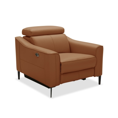Divani Casa Eden Modern Camel Leather Recliner Chair Camel Lounge Chair 81448 VGKV-KM.5012-CHR-CML