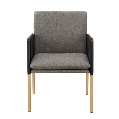 Modrest Engel Modern Dark Grey Vegan Leather + Grey Fabric + Antique Brass Dining Chair Grey Dining Chair 81462 VGGAGA-6988CH-1-DKGRY