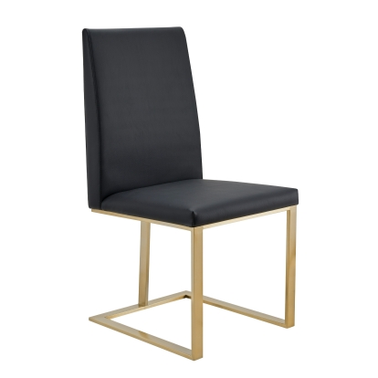 Modrest Frankie Modern Dark Grey Vegan Leather + Antique Brass Dining Chair Dark Grey Dining Chair 81465 VGGAGA-6917CH-DKGRY