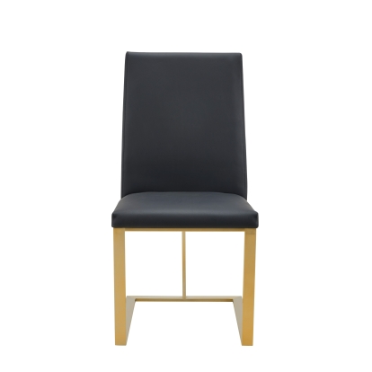 Modrest Frankie Modern Dark Grey Vegan Leather + Antique Brass Dining Chair Dark Grey Dining Chair 81465 VGGAGA-6917CH-DKGRY