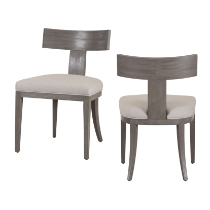 Modrest Fabien Mid-Century Modern Beige Linen + Grey Wash Dining Chair (Set of 2) Beige Dining Chair 81519Z VGRH-RHS-98535-GRY