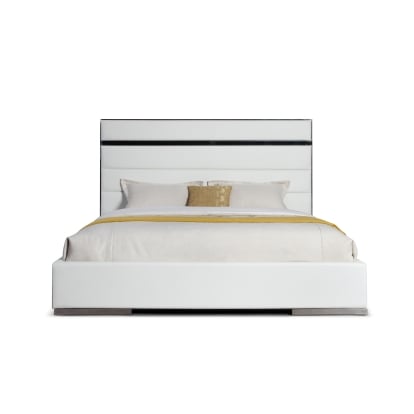 LA Furniture Eastern King Cartier Modern White Vegan Leather + Stainless Steel Bed VGVC-BDA002-BED-WHT-EK Contemporary Style by Vig Furnitrue Number 81531 Catch Home Goods