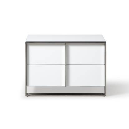 Modrest Cartier Modern White + Stainless Steel Nightstand White Nightstand 81532 VGVC-NA002-WHT