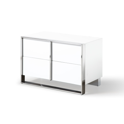 Modrest Cartier Modern White + Stainless Steel Nightstand White Nightstand 81532 VGVC-NA002-WHT
