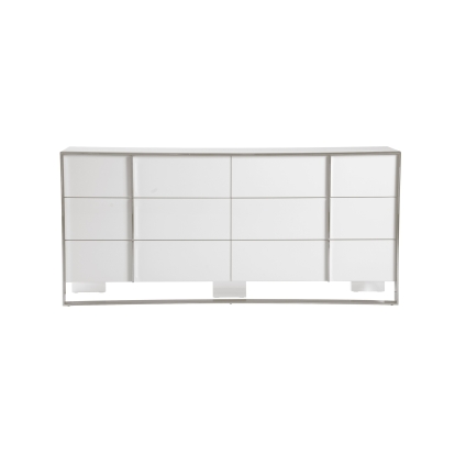 Modrest Cartier Modern White + Stainless Steel Dresser White Dresser 81533 VGVC-J-A002-D-WHT