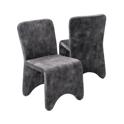 Modrest Ditka Modern Grey Velvet Dining Chair (Set of 2) Grey Dining Chair 81548Z VGEUMC-7510CH-DECENT-032