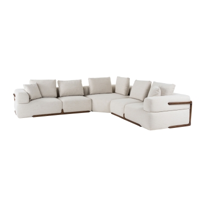 Divani Casa Simone Modern Off-White Fabric Sectional Sofa Off-White Sectional Sofa 81582 VGCS-SF-23083