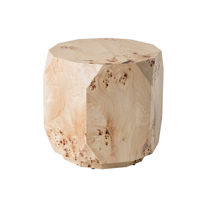 Modrest July Modern Mapa Burl Round End Table Beige End Table 81604 VGOD-LZ-226E-L-END