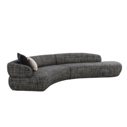 Divani Casa Lakota Modern Dark Grey Fabric Curved Sectional Sofa Dark Grey Sectional Sofa 81627 VGOD-ZW-23044-DKGRY