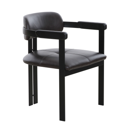 Modrst Aneta Modern Dark Brown Leather + Black Dining Chair Black Dining Chair 81633 VGOD-ZW-23152-BLK