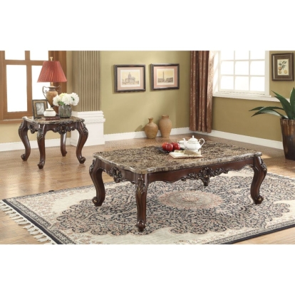 ACME Devayne Natural Marble Top & Dark Walnut Coffee Table Model 81685