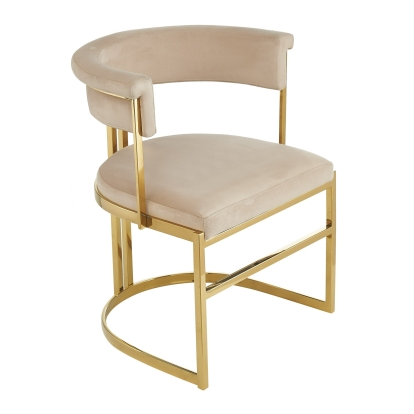 Modrest Munith Modern Beige Velvet + Gold Dining Chair Beige Dining Chair 81688 VGZA-Y9504-BGEGLD