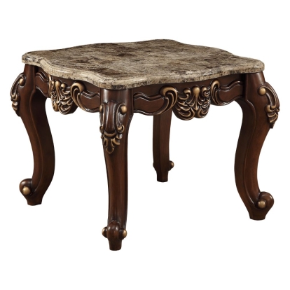 ACME Mehadi Natural Marble Top & Walnut End Table Model 81697