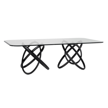 Modrest Mason Modern Glass & Black Ash Dining Table Black Dining Table 81725 VGCSDT-16092-BLK