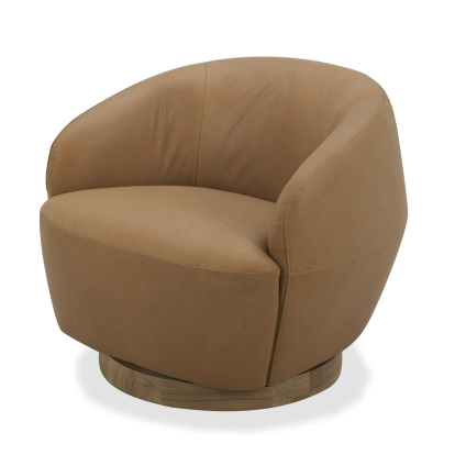 Divani Casa Agatha Modern Tan Leather Swivel Accent Chair Tan Accent Chair 81735|81735A VGKK-KF.A1203-TAN