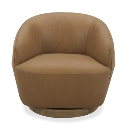 Divani Casa Agatha Modern Tan Leather Swivel Accent Chair Tan Accent Chair 81735|81735A VGKK-KF.A1203-TAN