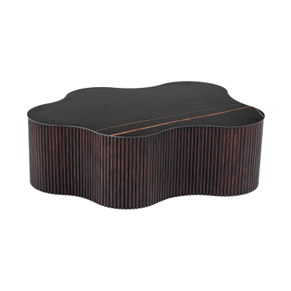 Modrest Ricko Modern Black Ceramic + Smoked Ash Freeform Coffee Table Black Coffee Table 81755 VGDW-DW5012-08