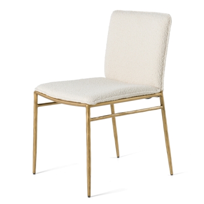 Modrest Atlanta Modern Off-White Fabric & Brass Dining Chair Off-White Dining Chair 81799 VGMY-3739-WHT