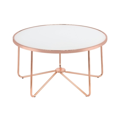 ACME Alivia Rose Gold & Frosted Glass Coffee Table Model 81835