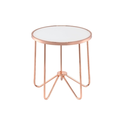 ACME Alivia Rose Gold & Frosted Glass End Table Model 81837