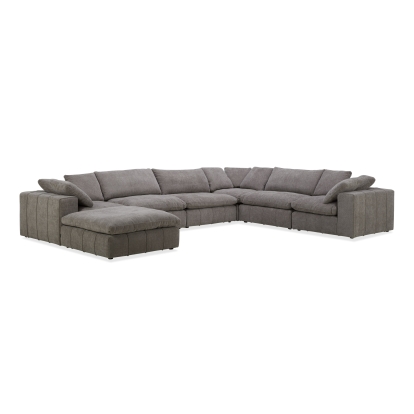 Divani Casa Vicki Modern Grey Fabric Modular Sectional Sofa + Ottoman Grey Sectional Sofa 81885|81885A VGKK-KF.8033-SECT-MUSH