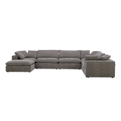 Divani Casa Vicki Modern Grey Fabric Modular Sectional Sofa + Ottoman Grey Sectional Sofa 81885|81885A VGKK-KF.8033-SECT-MUSH