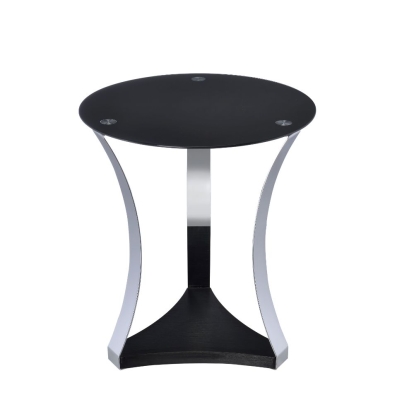 ACME Geiger Chrome & Black Glass End Table Model 81917