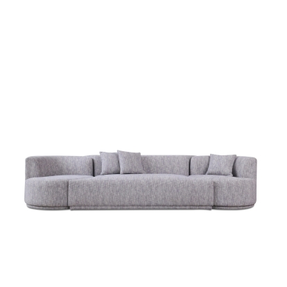Divani Casa Beau Modern Light Grey Fabric Sectional Sofa With 2 Swirling Chair Light Grey Sectional Sofa 81964 VGAH-VH119-LTGRY