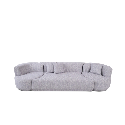 Divani Casa Beau Modern Light Grey Fabric Sectional Sofa With 2 Swirling Chair Light Grey Sectional Sofa 81964 VGAH-VH119-LTGRY