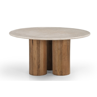 Modrest Hayden Modern Marble + Wood Round Coffee Table Brown Coffee Table 82000 VGBR-SBA-4866