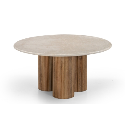 Modrest Hayden Modern Marble + Wood Round Coffee Table Brown Coffee Table 82000 VGBR-SBA-4866