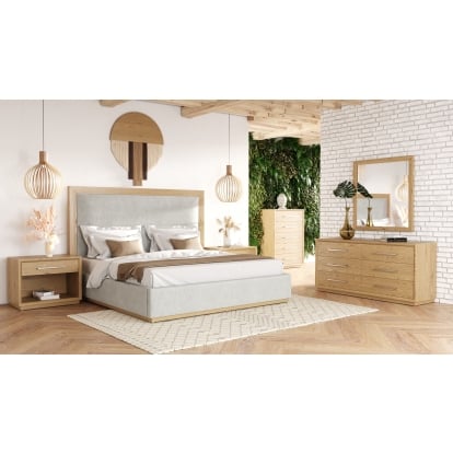 LA Furniture Queen Santa Barbara Modern Grey Fabric + Natural Bedroom Set VGMABR-152-SET-Q Contemporary Style by Vig Furnitrue Number 82037 Catch Home Goods