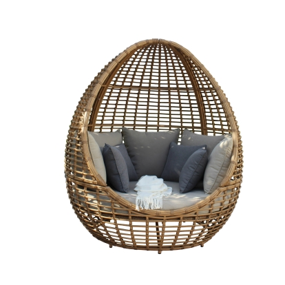 Renava Cocoon Mini Outdoor Beige + Wicker Lounge Bed Beige Outdoor Bed 82083 VGAT-RABD-152-MINI